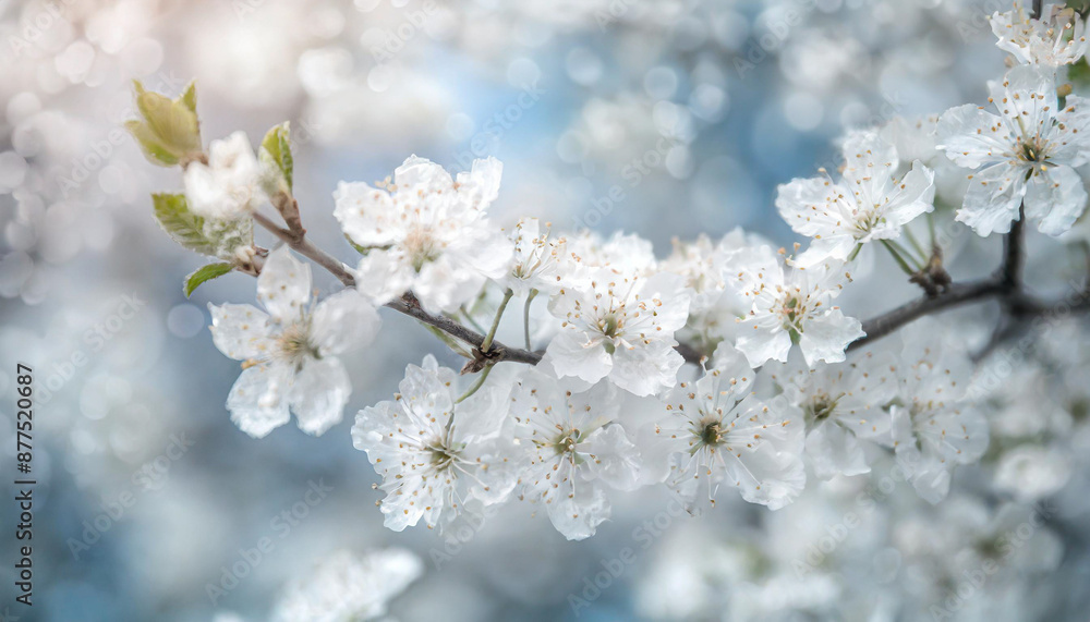 Spring. Blossoming tree brunch with white flowers Spring. Blossoming tree brunch with white flowers