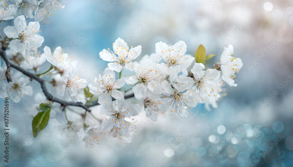 Spring. Blossoming tree brunch with white flowers Spring. Blossoming tree brunch with white flowers