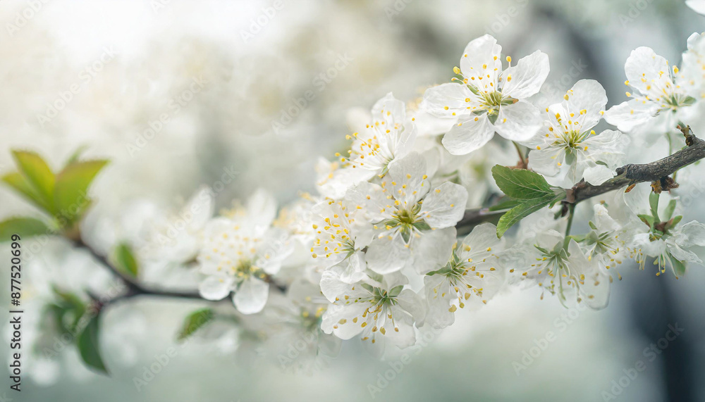 Spring. Blossoming tree brunch with white flowers Spring. Blossoming tree brunch with white flowers