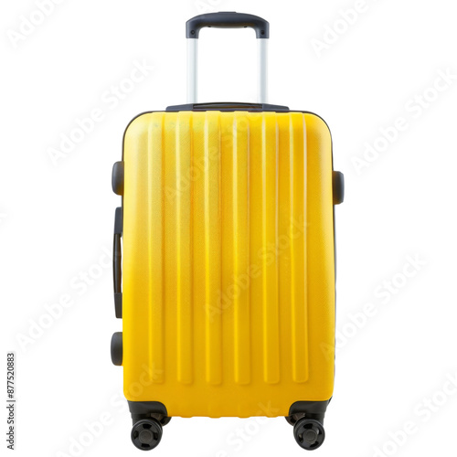 Yellow suitcase isolated on transparent background png photo