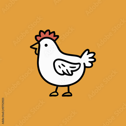 simple chicken vector one line illustration, colorful chicken art, abstract chicken rooster face head mascot logo vector icon