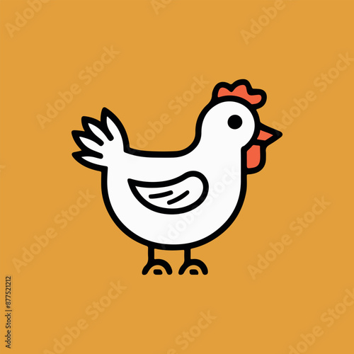 simple chicken vector one line illustration, colorful chicken art, abstract chicken rooster face head mascot logo vector icon