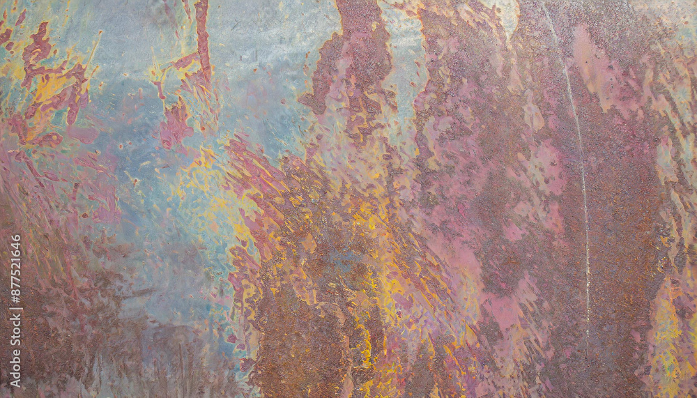 Peeling paint on the rust wall. Empty for design, pattern, cover, overlay texture, background and other, Surface of old steel background. Peeling paint on the rust wall. Empty for design, pattern, cover, overlay texture, background and other, Surface of old steel background.