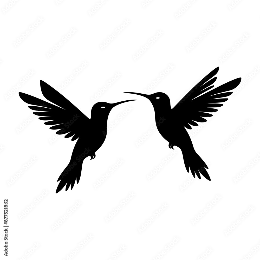 Obraz premium Humming bird vector silhouette illustration