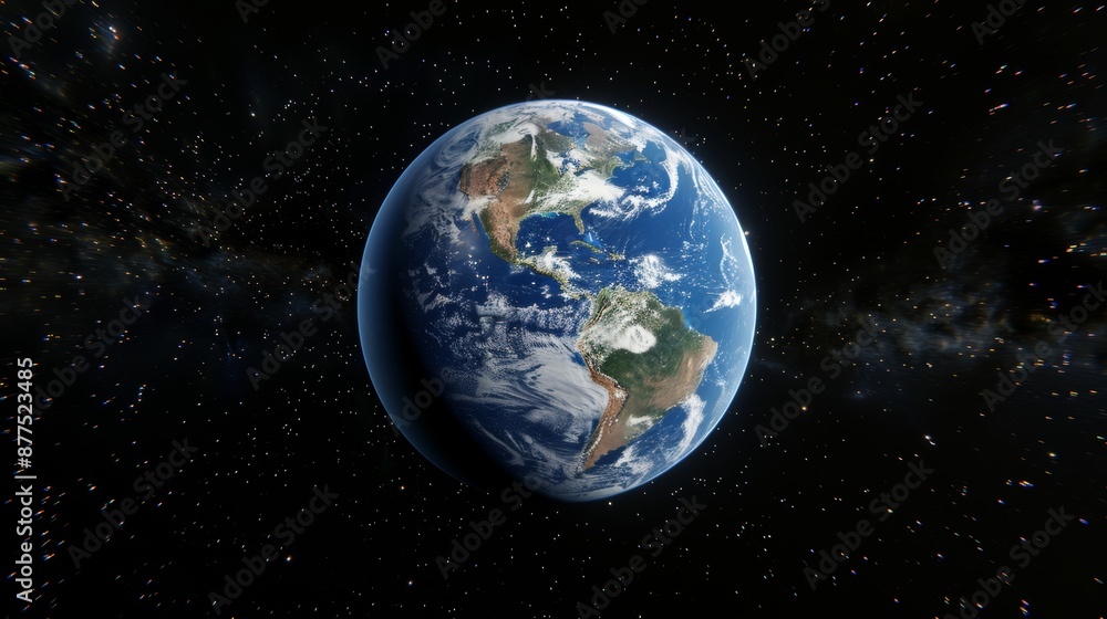 3d blue earth globe with continent borders in starry space, astronomy background 3d blue earth globe with continent borders in starry space, astronomy background