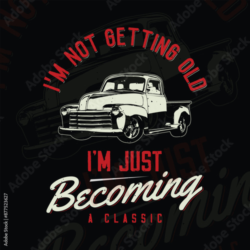 Vintage old classic truck vector graphics car t-shirt design poster.