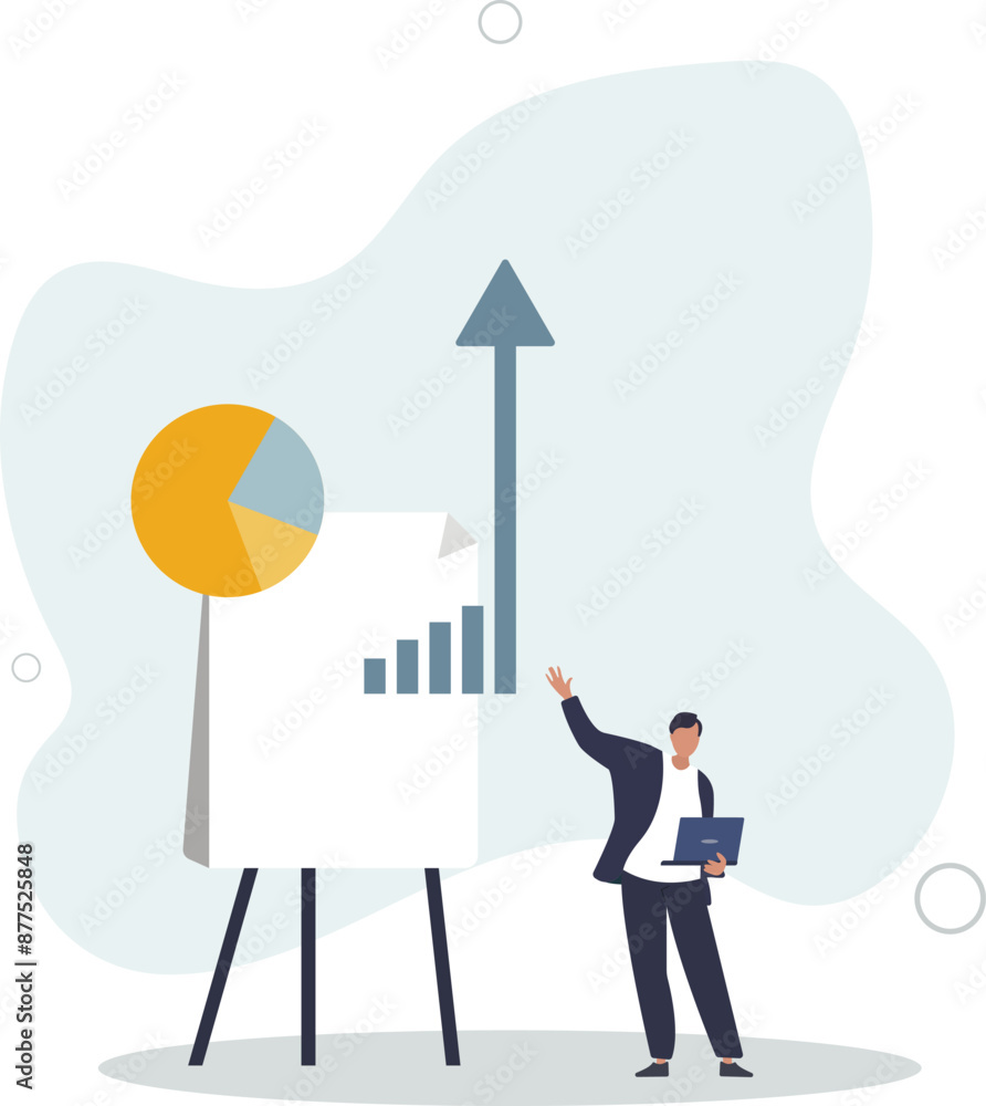 Obraz premium boost profit or increase revenue, success investment or growing sales, report or improvement statistics concept.flat design.illustration with people.