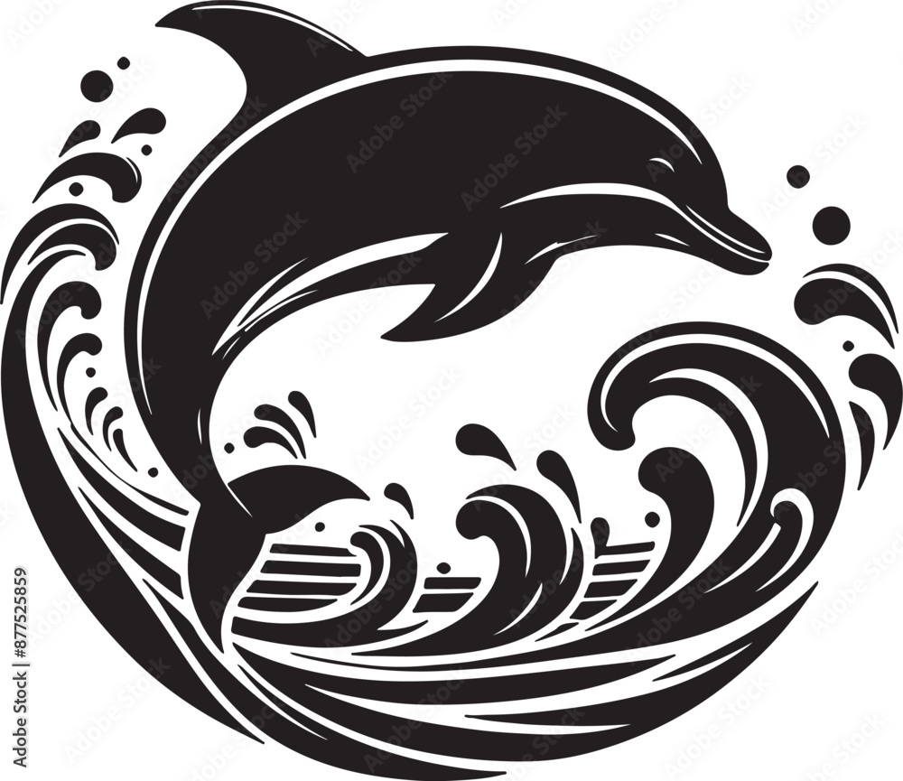 Obraz premium Dolphin silhouette vector illustration