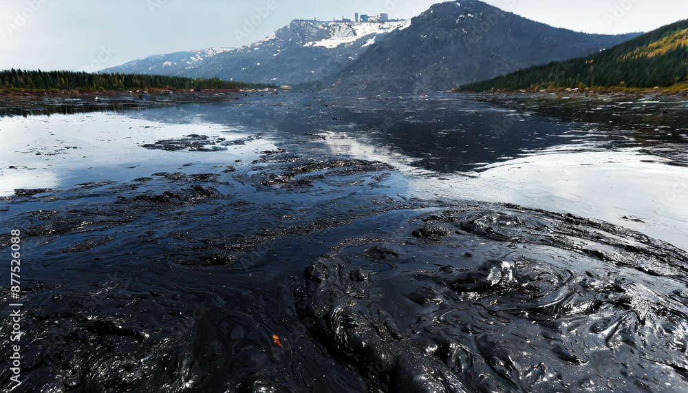 surface of black oil pollution surface of black oil pollution