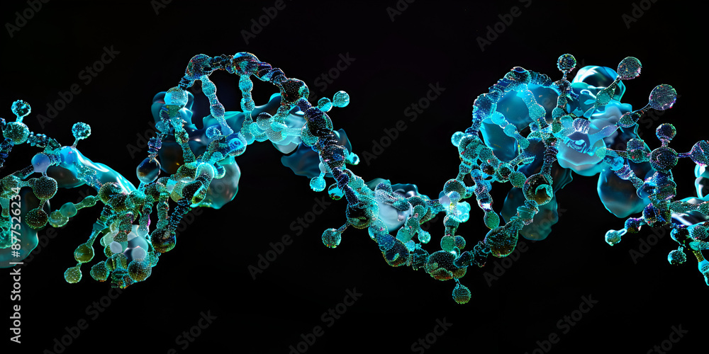 Obraz premium Complex Molecular Structure Showcasing Advanced Biotechnological Innovations Detailed Molecular Model Illustrating Cutting-Edge Biochemical Research
