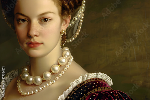 A pretty Italian Renaissance courtesan in sumptuous velvet and pearls.


 photo