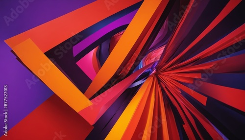 Wallpaper Mural Abstract geometric composition with vivid hues of orange, red, and purple Torontodigital.ca