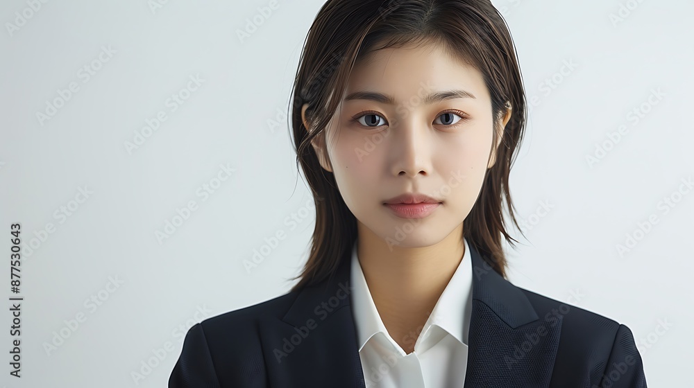 Professional Asian woman, Korean makeup, straight hair, office suit, clean pose, white background. 32k, full ultra HD, high resolution Professional Asian woman, Korean makeup, straight hair, office suit, clean pose, white background. 32k, full ultra HD, high resolution