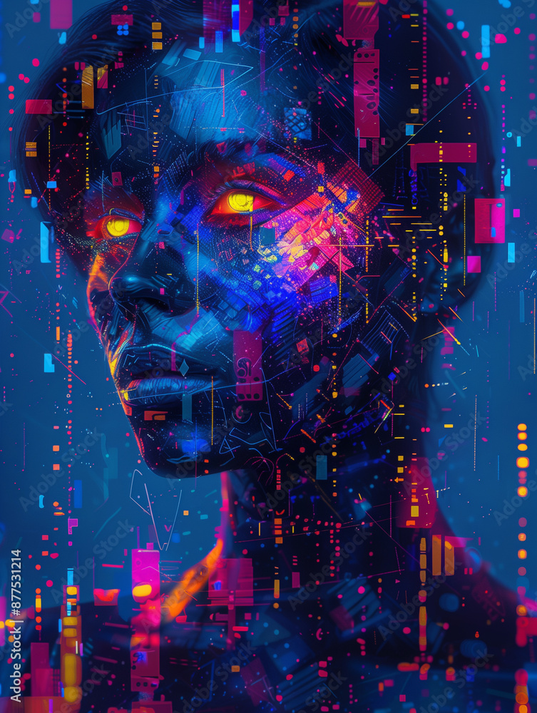 A digital art piece with a futuristic vibe, featuring a vibrant array of neon colors and geometric shapes that create a dynamic and tech-inspired cityscape aesthetic A digital art piece with a futuristic vibe, featuring a vibrant array of neon colors and geometric shapes that create a dynamic and tech-inspired cityscape aesthetic