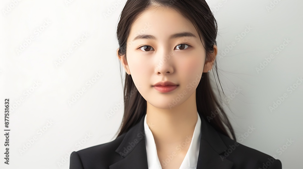 Professional Asian young woman, Korean makeup, straight hair, business suit, white background 32k, full ultra HD, high resolution Professional Asian young woman, Korean makeup, straight hair, business suit, white background 32k, full ultra HD, high resolution