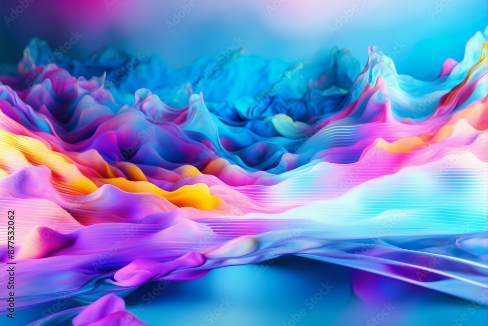 Fototapeta premium A vivid and dynamic abstract digital artwork with waves of vibrant colors, evoking a sense of wonder and creativity.