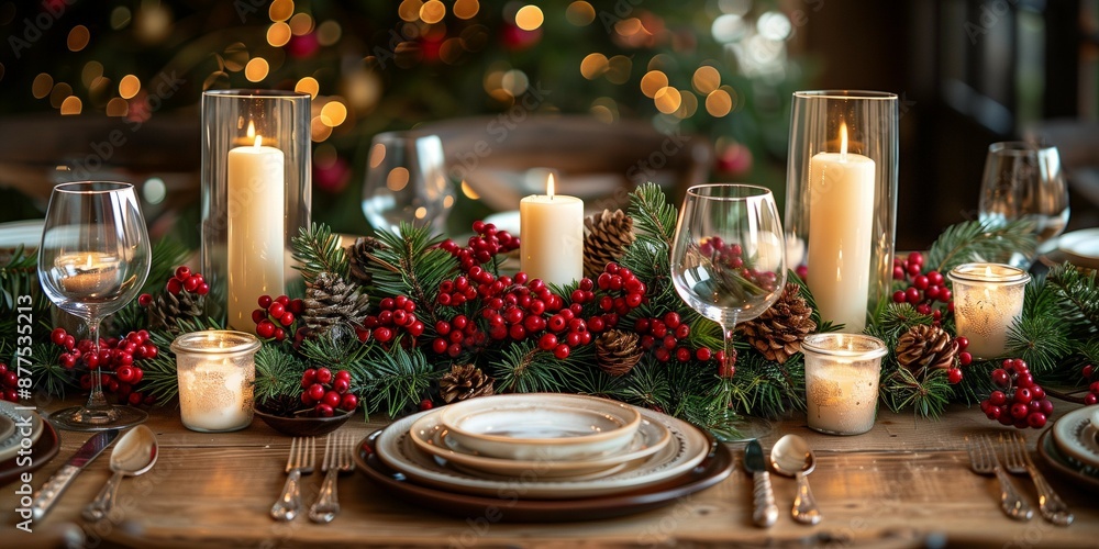 Chic Christmas Table Decor, generative ai Chic Christmas Table Decor, generative ai