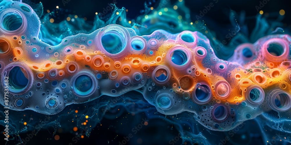 Neon Microscopic Cells, generative ai Neon Microscopic Cells, generative ai
