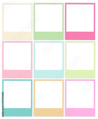 square empty polaroids multiple pastel cute colors