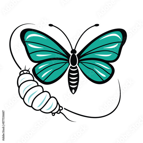 Metamorphosis of a Caterpillar into a Butterfly, Insect Life Cycle Vector Illustration in EPS Format