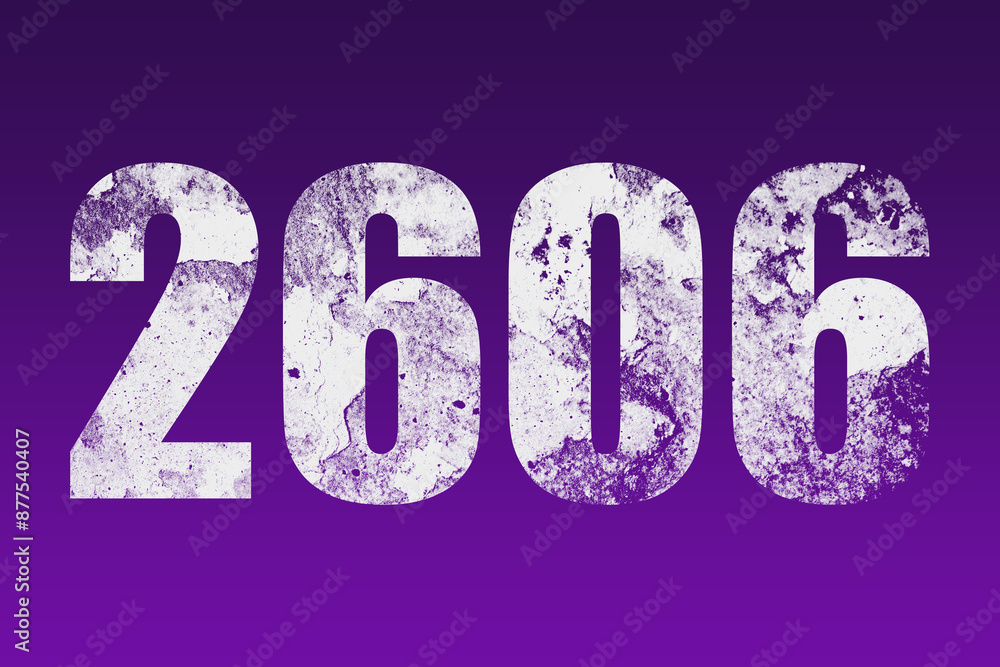 flat white grunge number of 2606 on purple background. flat white grunge number of 2606 on purple background.