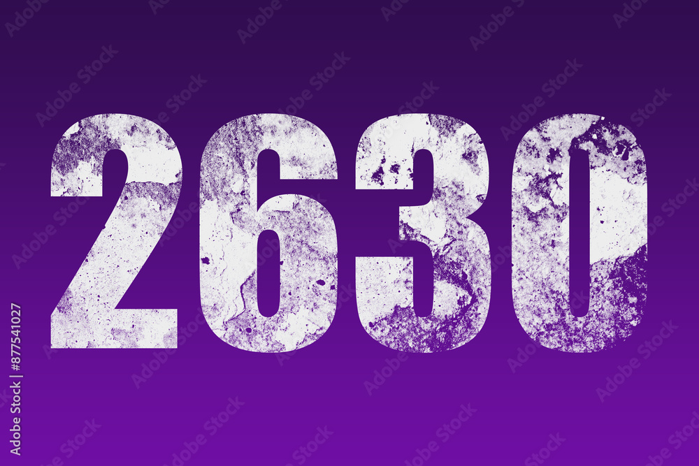 flat white grunge number of 2630 on purple background. flat white grunge number of 2630 on purple background.