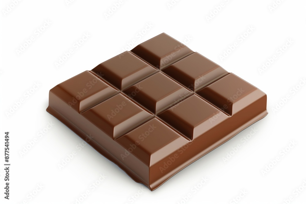 A square piece of milk chocolate with a smooth and creamy texture, perfect for satisfying your sweet cravings. White background, isolated A square piece of milk chocolate with a smooth and creamy texture, perfect for satisfying your sweet cravings. White background, isolated