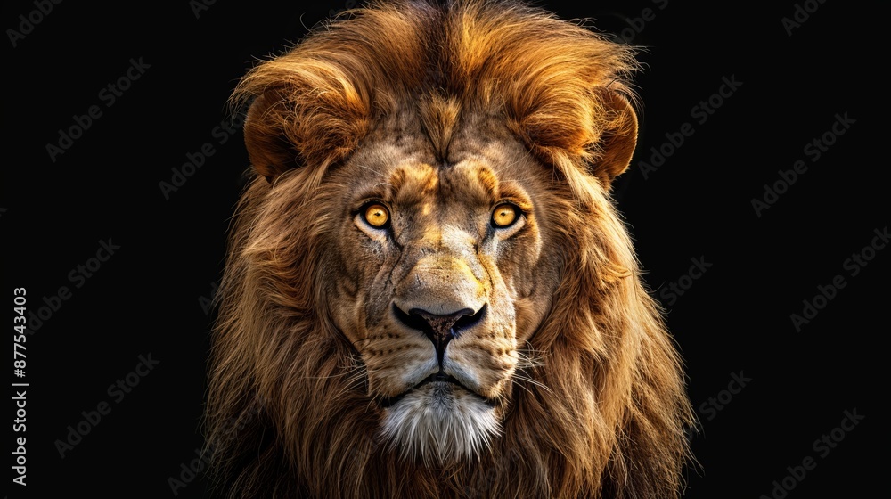 Obraz premium Lion, isolated image on a black background.