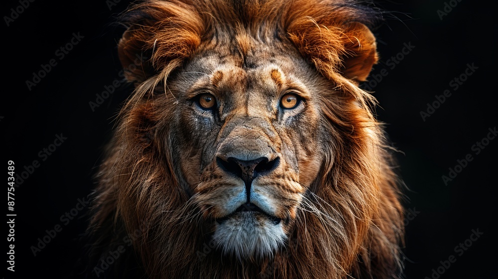 Naklejka premium Lion on a black background, isolated image.