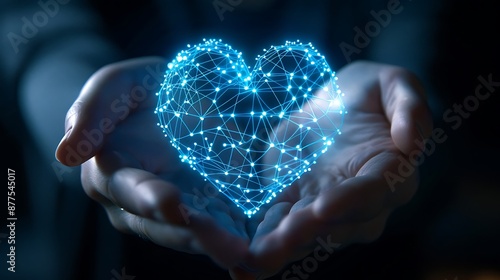 Blue Heart Shape Network in Hands