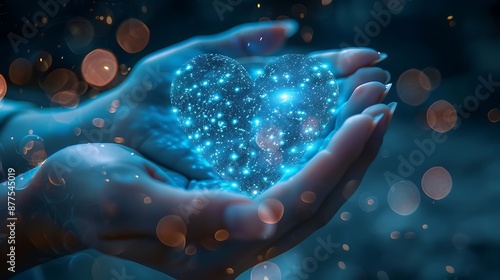 Blue Heart Shape Network in Hands