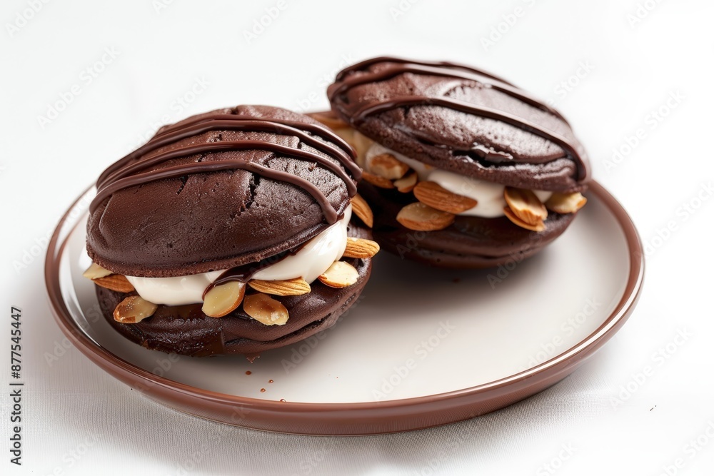 Yummy Dark Chocolate Whoopie Pies with Toasted Almond Delight Yummy Dark Chocolate Whoopie Pies with Toasted Almond Delight