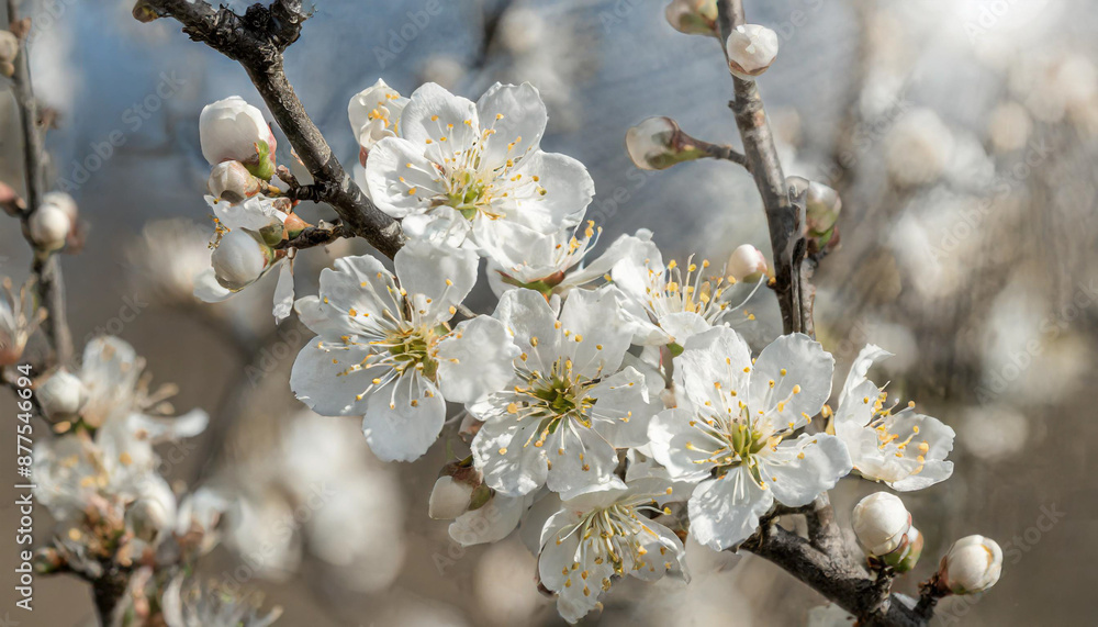 Beautiful blooming branch of the tree. Closeup of a flowers. Spring in the garden. Strong morning sun. Nature background. Beautiful blooming branch of the tree. Closeup of a flowers. Spring in the garden. Strong morning sun. Nature background.
