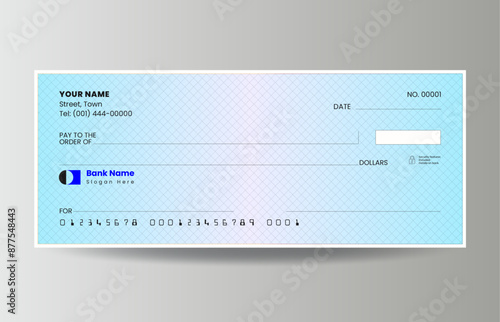 Bank check, bank check vector, blank money cheque, chequebook template