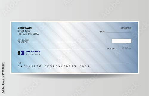 Blank money cheque, chequebook template