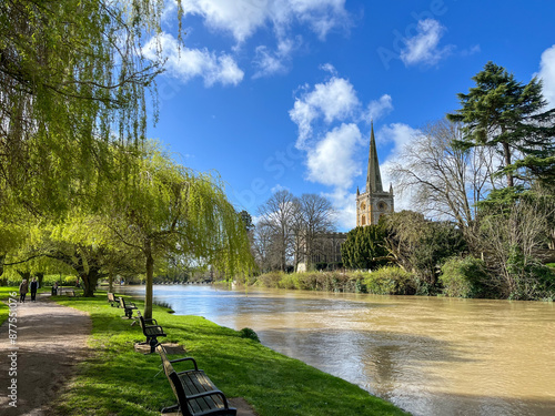 River Avon and Holy Trinity Church viewed from Stratford-upon-Avon park photo