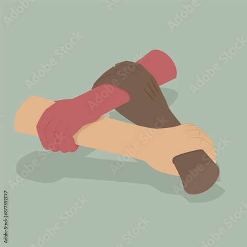 3D Isometric Flat Vector Illustration of Tolerance, Antiracism in a Diverse Multiracial Group
