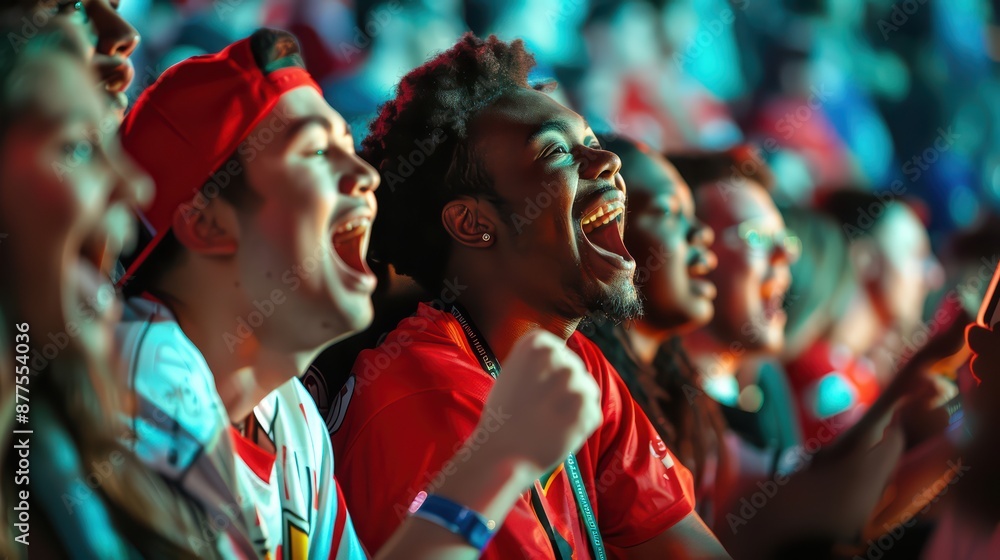 Obraz premium A group of fans wearing team merchandise
