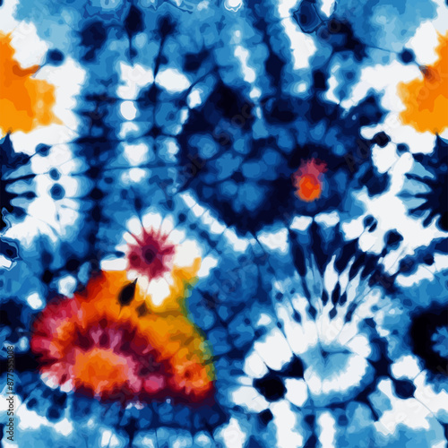Bright tie dye vector seamless pattern