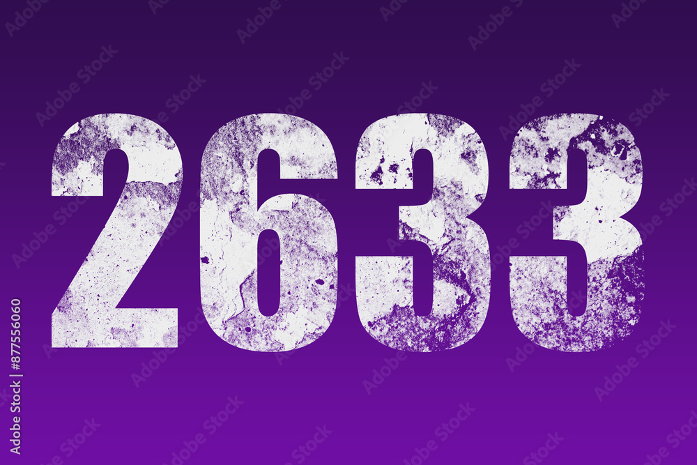flat white grunge number of 2633 on purple background. flat white grunge number of 2633 on purple background.
