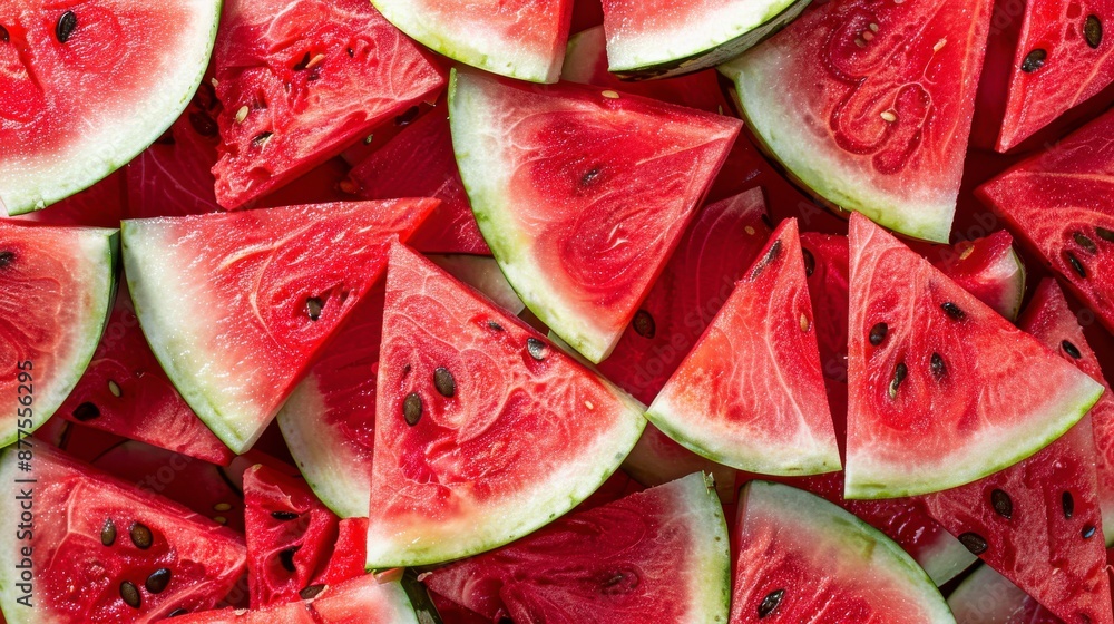 Freshly sliced watermelon pieces Freshly sliced watermelon pieces