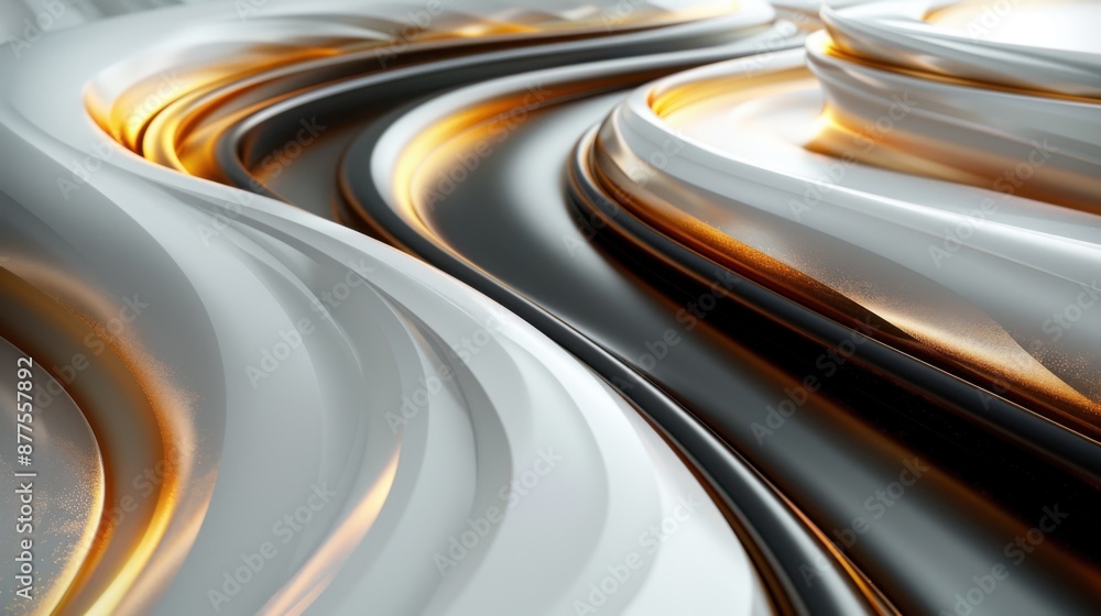Abstract photograph of a curved white and gold background Abstract photograph of a curved white and gold background