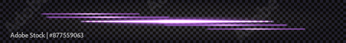 Laser neon glowing beams, purple light sticks. Luminous lines with electric LED effect. Isolated on transparent background. Vector illustration