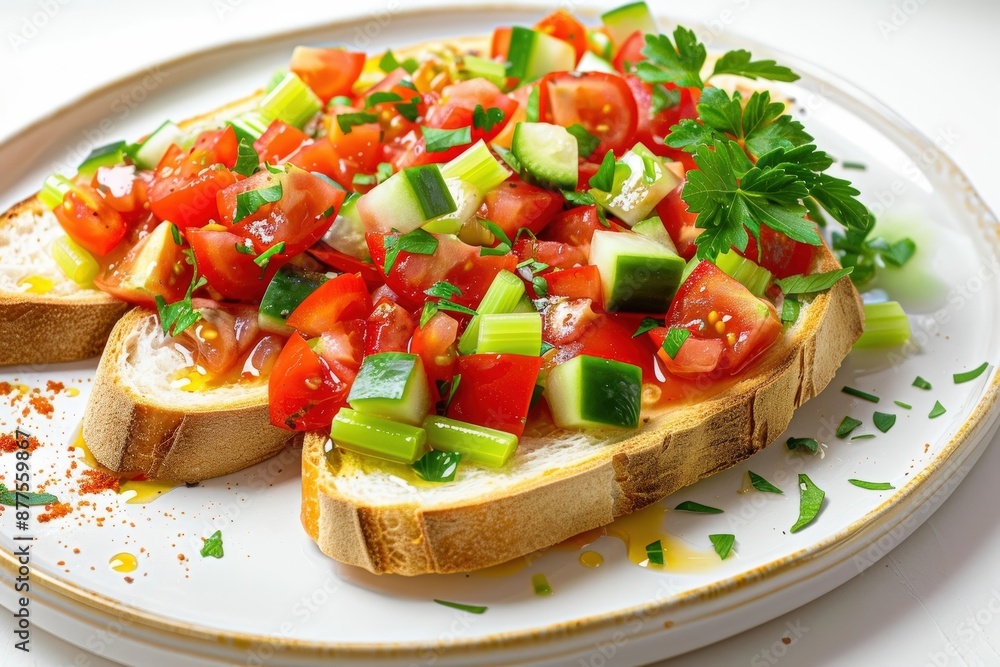 Fresh and Flavorful Deconstructed Gazpacho Appetizer with Toasted Bread Fresh and Flavorful Deconstructed Gazpacho Appetizer with Toasted Bread