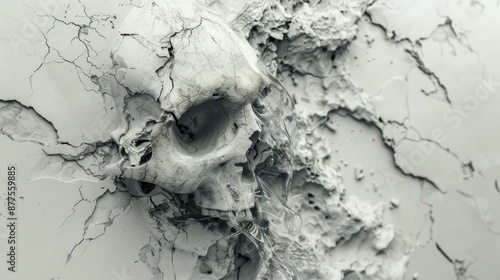 A Shattered Skull Embedded in a Cracked Surface