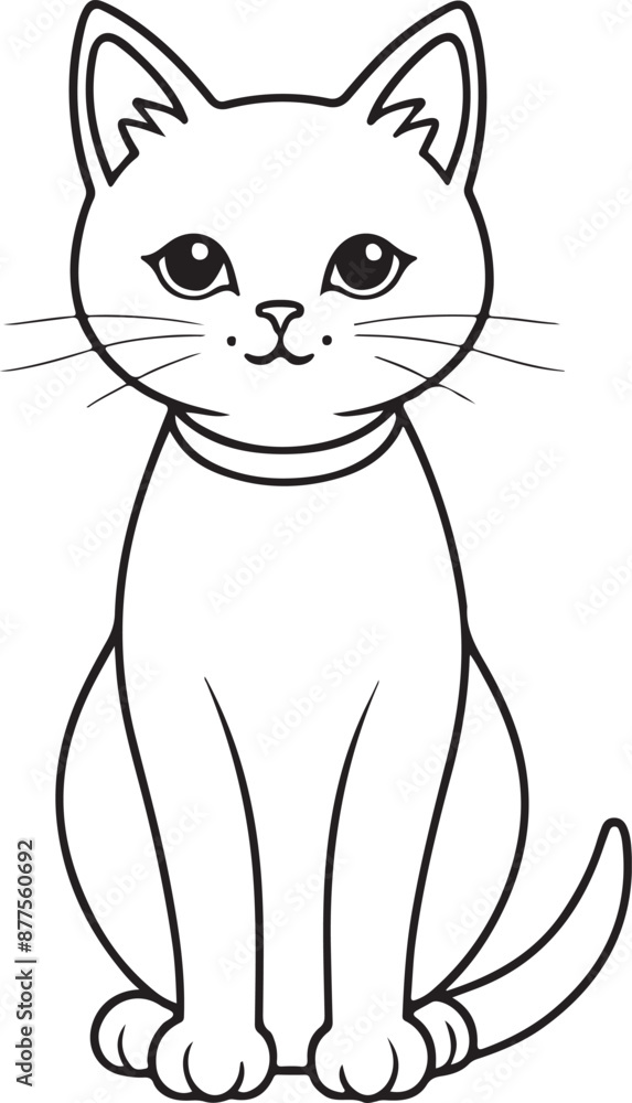 Cute cat line art illustration icon design, solid white background Cute cat line art illustration icon design, solid white background
