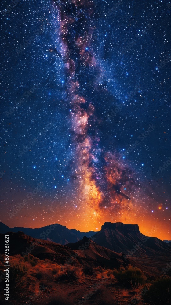 Starry sky with a mountain in the background, Nature background Starry sky with a mountain in the background, Nature background