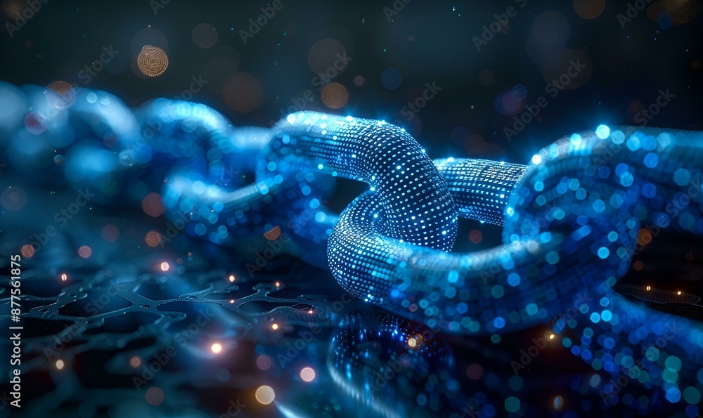Chain of links on blue background. Chain of links on blue background.
