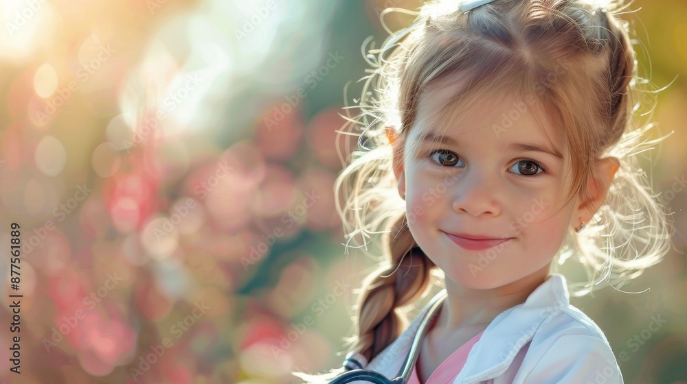 Little girl with braided hair in sunny outdoor setting. Child with charming smile and dreamy background. Warm and inviting atmosphere. Perfect for themes of childhood and innocence. AI Little girl with braided hair in sunny outdoor setting. Child with charming smile and dreamy background. Warm and inviting atmosphere. Perfect for themes of childhood and innocence. AI