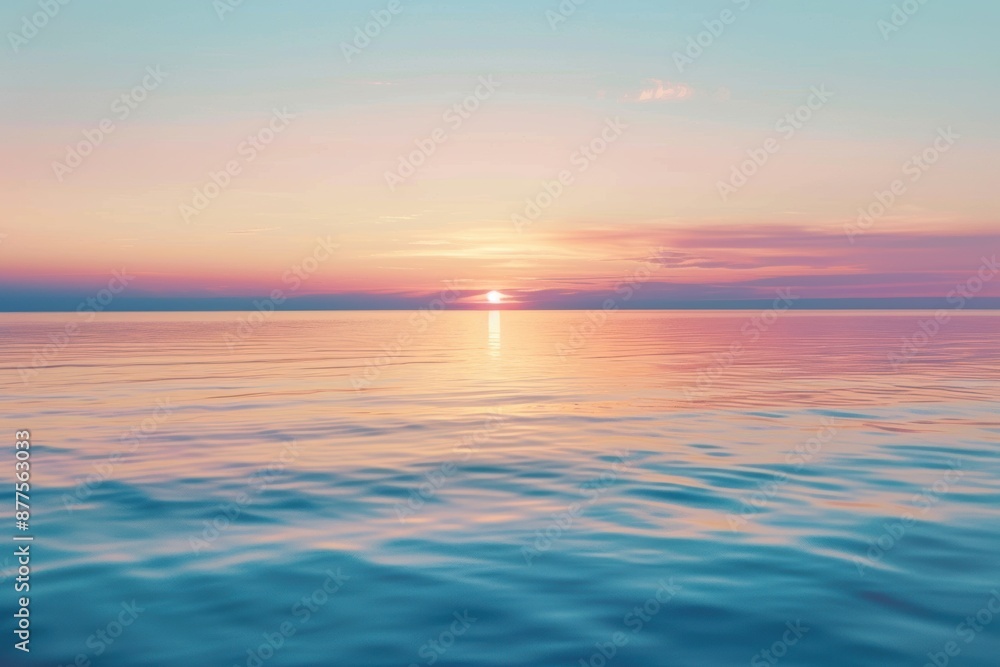 Fototapeta premium A serene photo of a sunset over a calm ocean